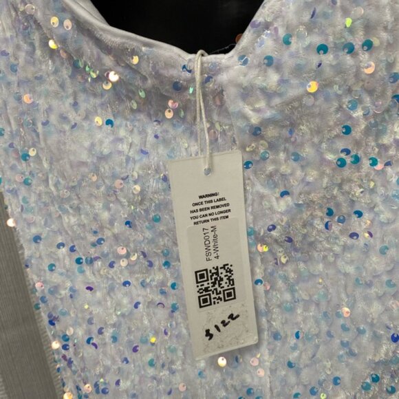 NWT‎ Elegant White Iridescent Sequins Tulle Mermaid Prom Wedding Gown Size M - Picture 12 of 16